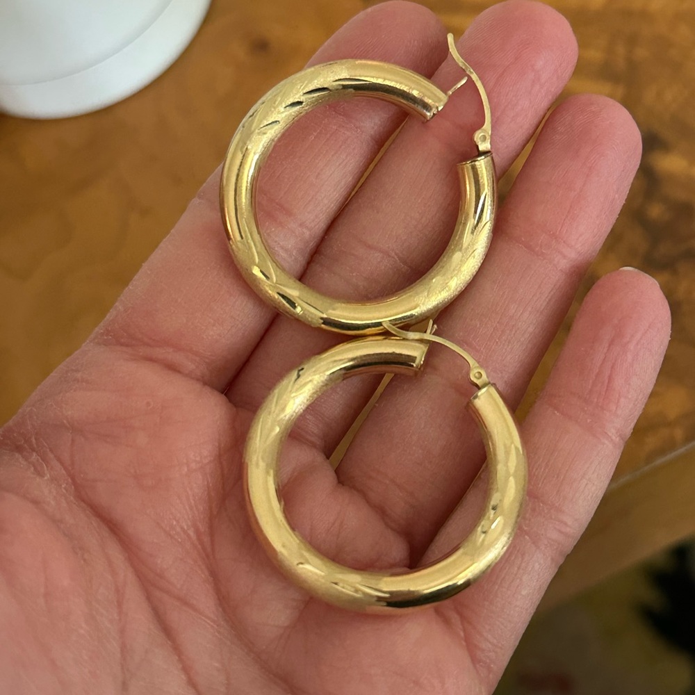 14k gold hoop earrings large